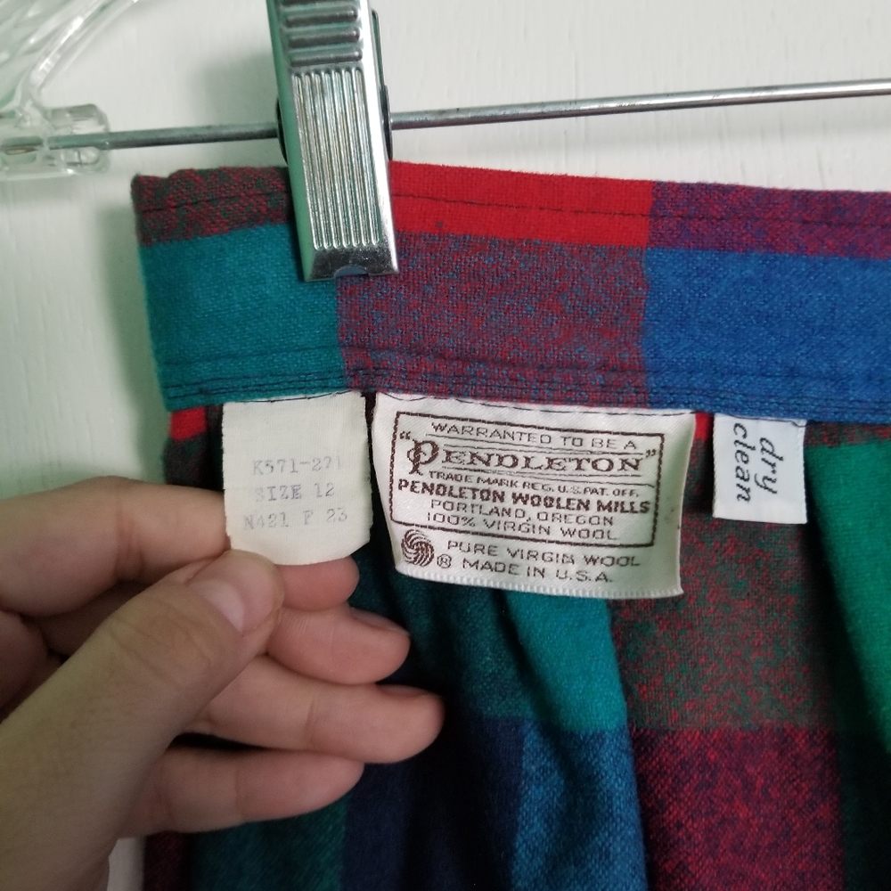 Vintage Pendleton plaid check bright wool skirt - Picture 5 of 6